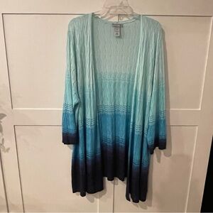 Catherines Shades of Blue Ombré Open Cardigan Sweater